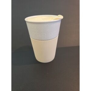 Starbucks Snowflake 2013 CeramicTravelMug 8oz RemovableSiliconeSleeve WhiteCream